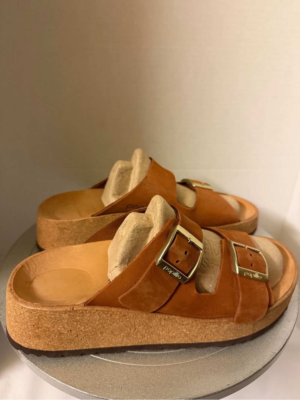 PAPILLIO By Birkenstock Gabriela platform wedge sandals Nubuck Leather Sz 35 L5